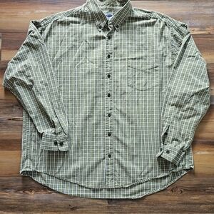 Old Navy Olive Plaid Men's Button-Down Shirt